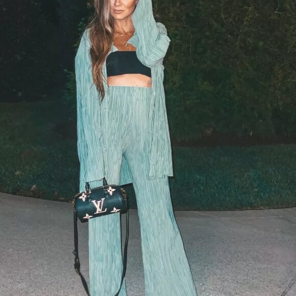 storets Pants - 🚨SALE🚨 Maria Oversized Plisse Shirt and Matching Bottoms Set